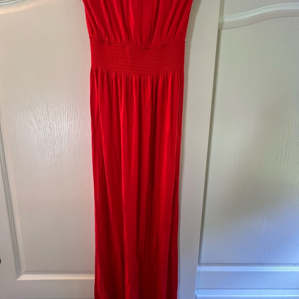 Casual Cotton Red Maxi Dress